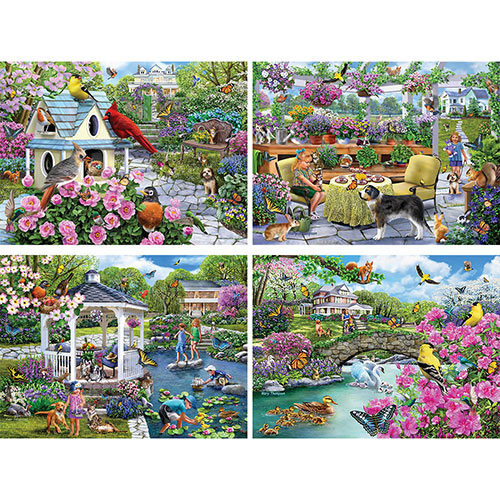 Glorious Gardens 4-in-1 Multi-Pack 500 Piece Puzzle Set