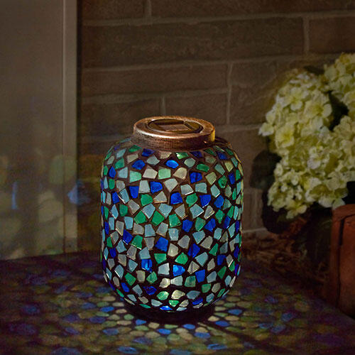 Blue Mosaic Solar Lantern