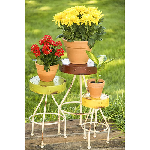Colorful Metal Plant Stands – Set of 3
