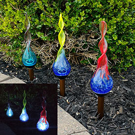 Spiral Glass Solar Stakes - Set of 3