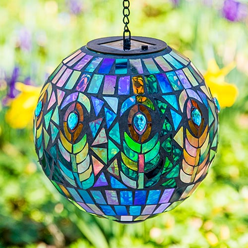 Mosaic Peacock Solar Orb