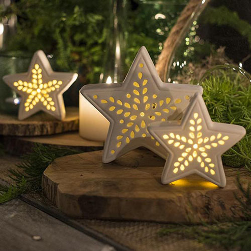 Porcelain LED Star Lights - Set of 3