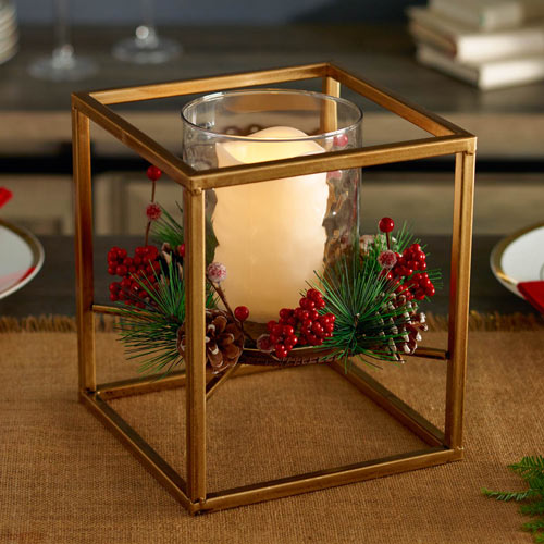 Flameless Candle Holiday Centerpiece