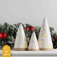 Light-Up Ceramic Trees - Set Of 3