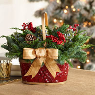Fresh Evergreen Basket Centerpiece