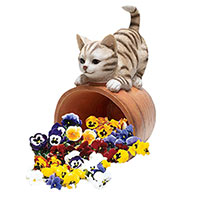 Spilled Pot with Cat Statue