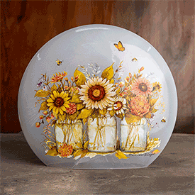 Frosted Glass Sunflower Luminary
