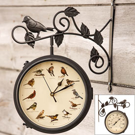 Decorative Outdoor Singing Bird Clock Thermometer, Singing Bird
