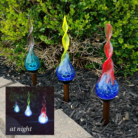 Spiral Glass Solar Stakes - Set of 3