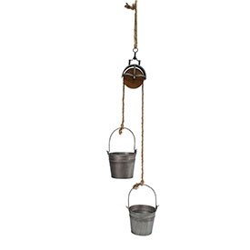 Vintage Pulley with Hanging Planters