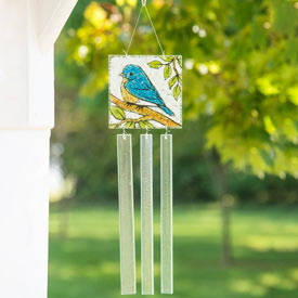 Glass Bluebird Wind Chime