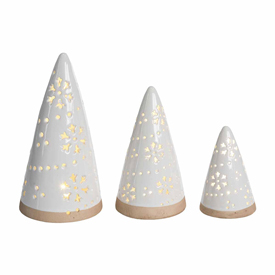 Light-Up Ceramic Trees - Set Of 3
