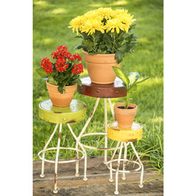 Colorful Metal Plant Stands – Set of 3