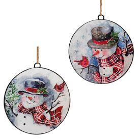 Metal Snowman Ornament Set