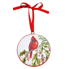 Winter Cardinals Metal Ornament Set