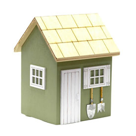 Butter Toffees in Garden Shed Birdhouse