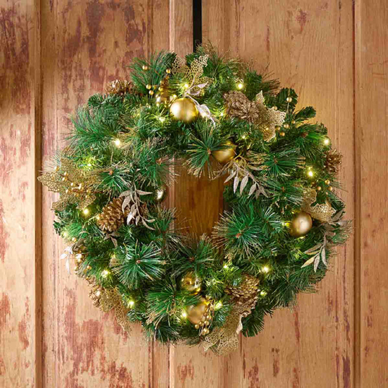 Golden Glow 24 Solar Led Wreath