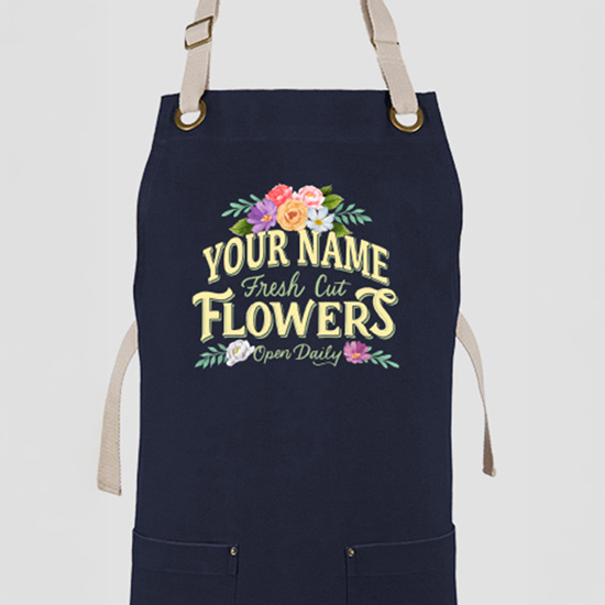 Fresh Cut Flowers - Adjustable Canvas Work Apron Stone