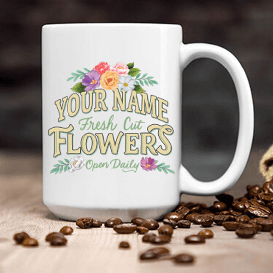 Fresh Cut Flowers - White Ceramic Coffee Mug