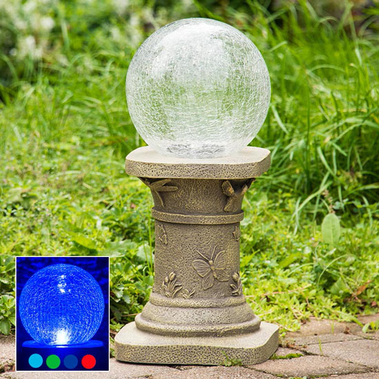 Solar Color Changing Gazing Ball and Stand