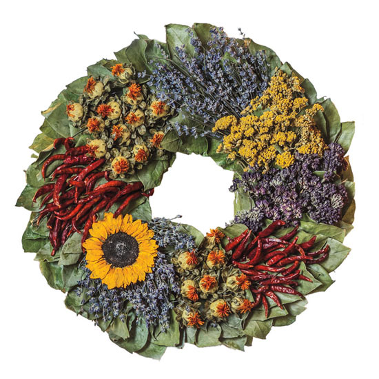 18 Preserved Sunflower & Herb Wreath