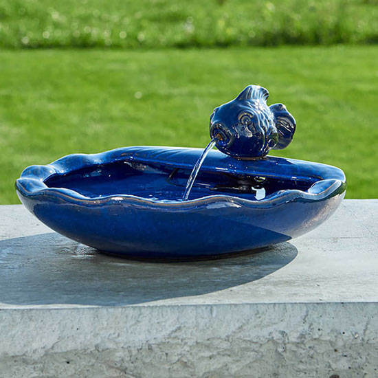 Solar Powered Ceramic Koi Fountain