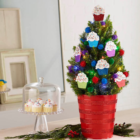 Colorful Cupcake Potted Spruce