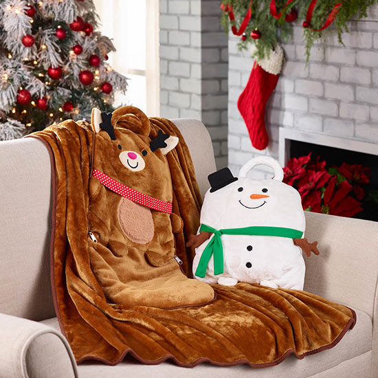 Holiday Plush Pillow Blankets 