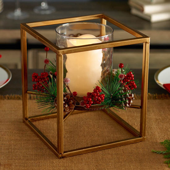 Flameless Candle Holiday Centerpiece 
