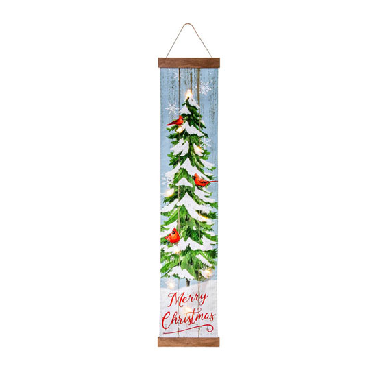 Christmas Cardinals Fabric LED Banner