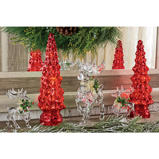 Red Speckled Tree Lamps: Set of 2