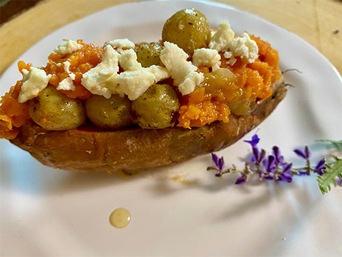Gurney's<sup>®</sup> Covington Sweet Potato Stuffed with Sautéed Oh My!<sup>®</sup> Seedless Grapes