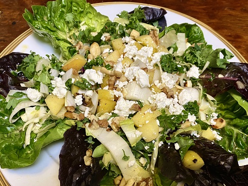 Crunch-A-Bunch<sup>™</sup> Warm Apple dressing on wilted green salad