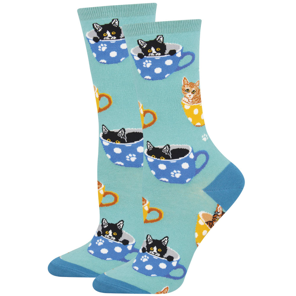 Blue Cat in Teacup Socks | Spilsbury
