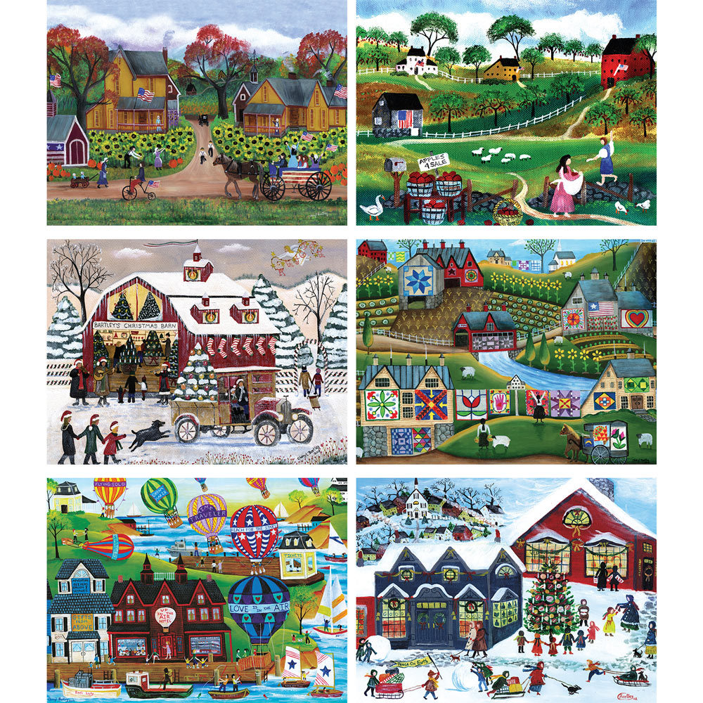 Bits and Pieces - 300 Piece Shaped Puzzle - The Village Wreath, Christmas