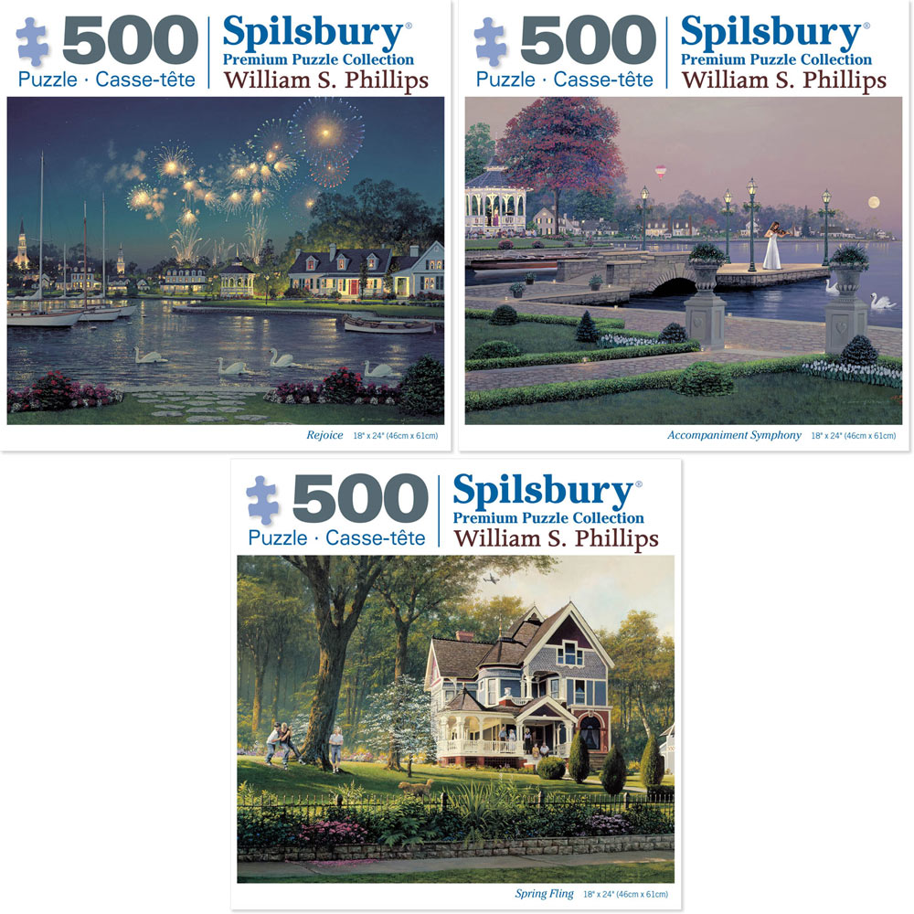 Set of 3: William Phillips 500 Piece Jigsaw Puzzles