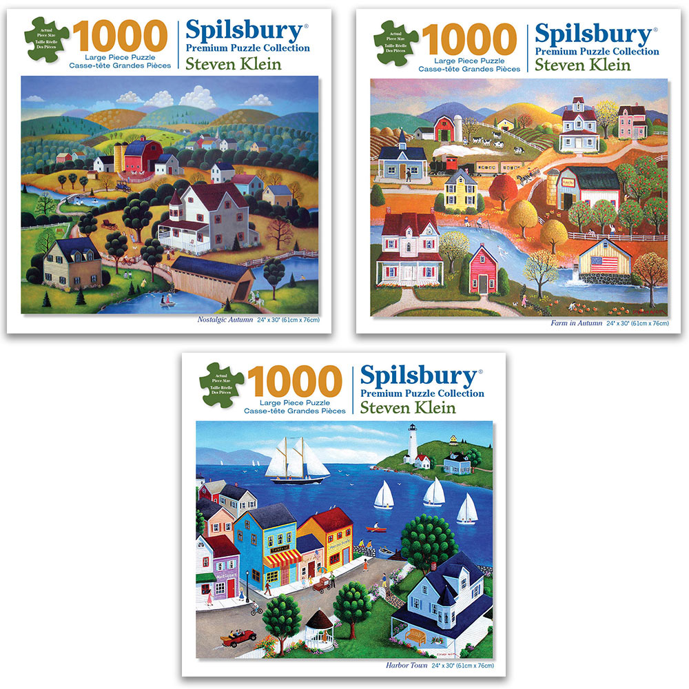 Set of 3 Pre-Boxed: Steven Klein 1000 Large Piece Jigsaw Puzzles
