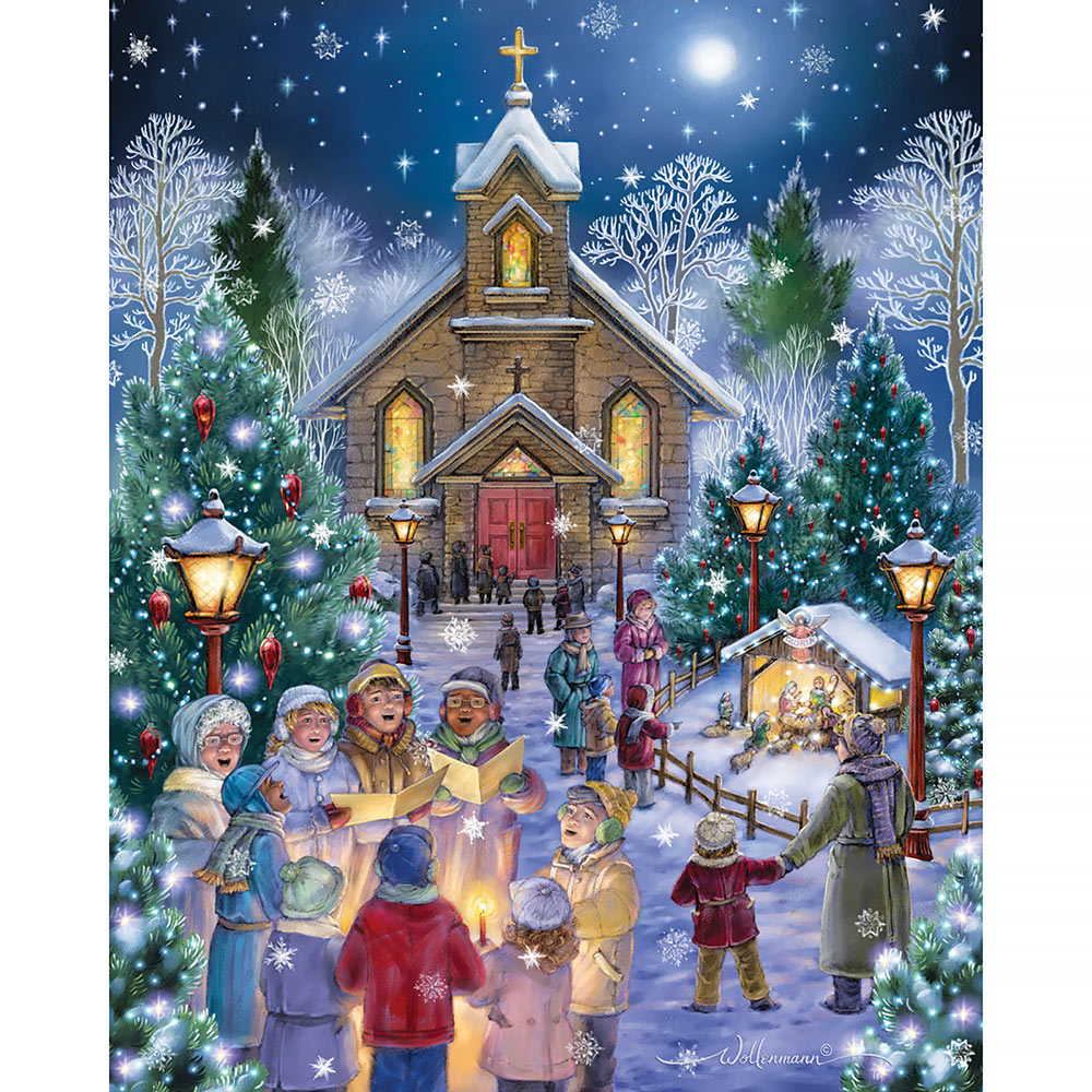 Bits and Pieces - 300 Piece Shaped Puzzle - The Village Wreath, Christmas