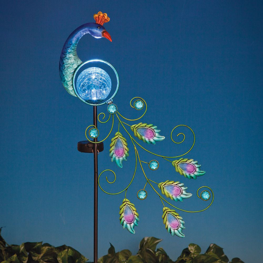 LED Peacock Solar Garden Stake | Spilsbury