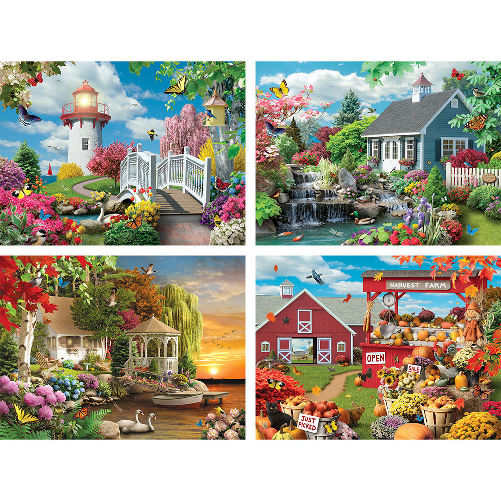 Scenic Beauty 4-in-1 Multi-Pack 500 Piece Jigsaw Puzzle Set