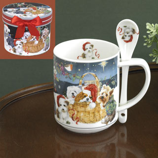 Christmas Puppies Mug & Spoon