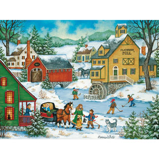 Flat Brook Pond Hockey 1000 Piece Jigsaw Puzzle