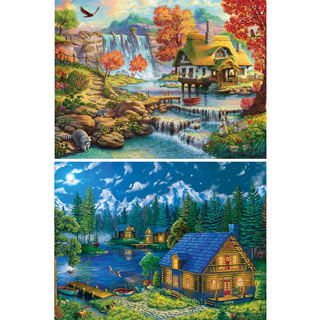 Set of 2: Art World Scenic 300 Large Piece Jigsaw Puzzles