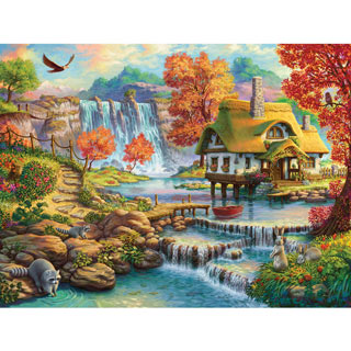 Country House By The Waterfall 300 Large Piece Jigsaw Puzzle