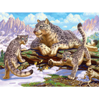 Snow Leopard Family 500 Piece Jigsaw Puzzle