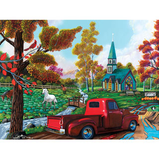 Stained Glass Chapel 300 Large Piece Jigsaw Puzzle