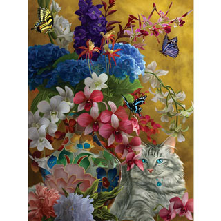 Gilded Cats And Flowers 1000 Piece Jigsaw Puzzle