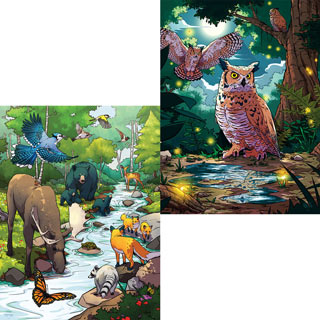Set of 2: Forest Animal 300 Large Piece Jigsaw Puzzles