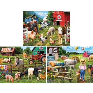 House of Puzzles 500 piece jigsaw puzzle WINTER FEEDING cows dog stable 