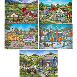 Set of 5: Bonnie White 1000 Piece Jigsaw Puzzles